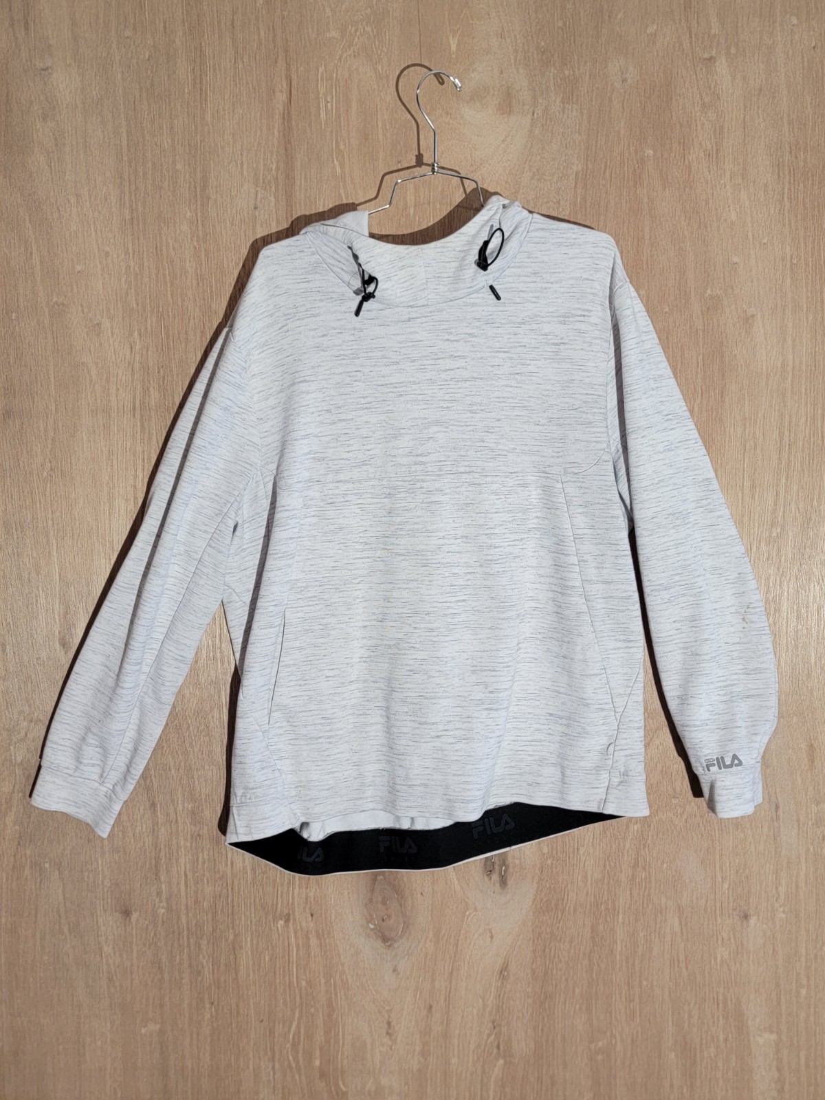 Fila felpa con cappuccio maglione uomo XL pullover manica lunga coulisse tasca grigio