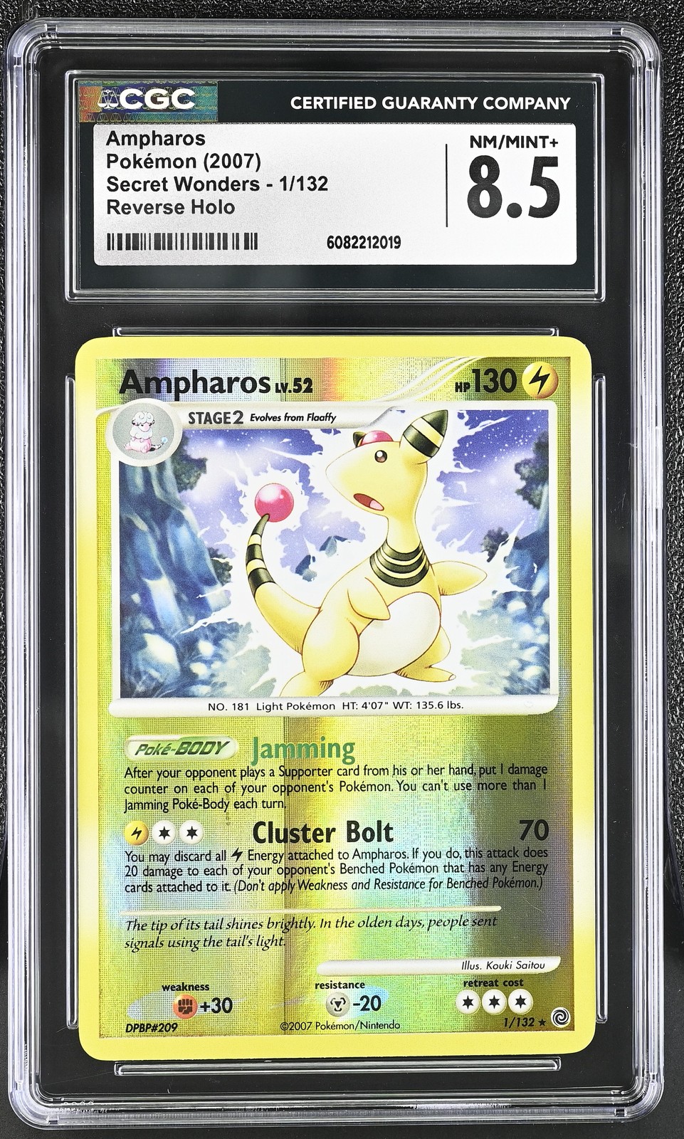 CGC 8.5 Ampharos 2007 Secret Wonders 1/132 Reverse Holo Pokemon Card