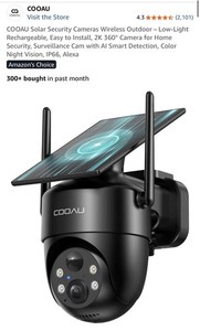 COOAU Solar Security Camera Wireless Outdoor