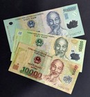 Vietnam Lot 3 pieces Banknotes 10000, 100000 & 500000 Dong