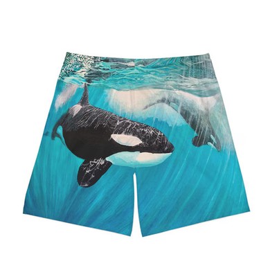 Mens Hawaiian Shorts Orca Killer Whale Design Beach