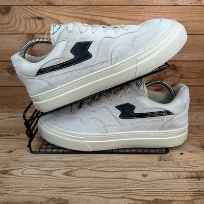 Stepney Workers Club Turnschuhe Herren Größe UK 9 gelb perlmutt schwarz Wildleder Schuhe SWC