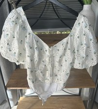 Women s For Love And Lemon Eyelet Bodysuit Size Medium New Condition