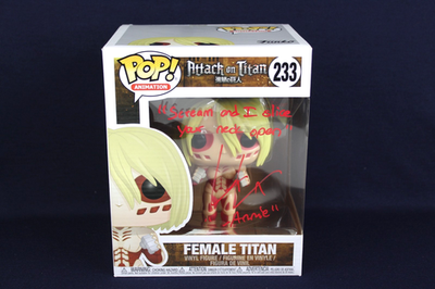 #ad Funko POP Attack on Titan #233 Female Signed amp; Quote Lauren Landa Annie Leonhart $213.75