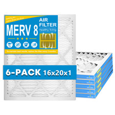 16x20x1 Air Filter, MERV 8, 6 Pack, MPR 600，For Home AC Furnace & HVAC