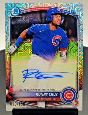2025 Bowman Chrome Ronny Cruz Auto HTA Choice Refractor 1st Prospect #/150 Cubs