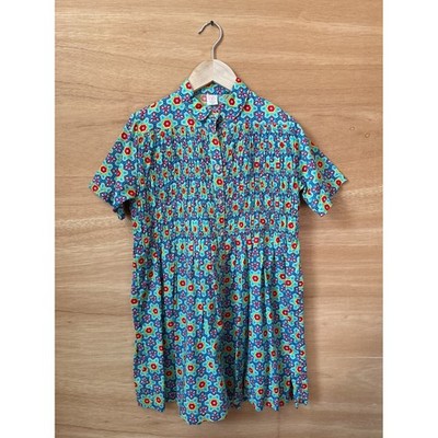 Cake Walk Kids Girls Geometric Smocked Short Sleeve Dress Size 128