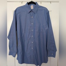 Men's BROOKS BROTHERS Shirt 16"/33" Blue Long Sleeve Cotton Dress Button Down