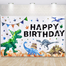 Watercolor Dinosaur Backdrop - 73'' X 43'' Dinosaur Birthday Party Decorations f