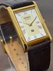 Vintage Seiko Slim Quartz Men's Wrist Watch Golden Plated Case/ Leather strap