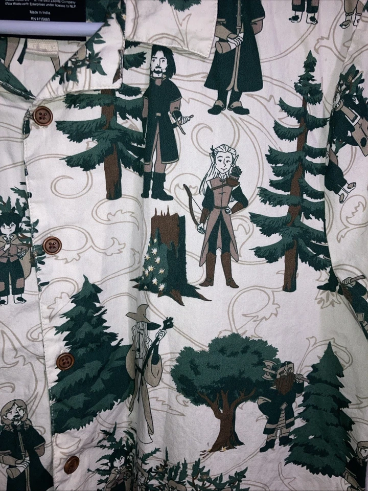 Коробка обед Властелин колец кнопка гавайская рубашка лес хоббит Фродо Арагорн Lg - Изображение 3 из 4