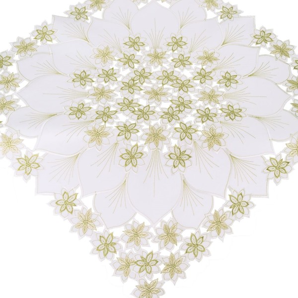 Tischdecke Weihnachten Weihnachtstischdecke Weiß 85X85 TischwäSche Gold Bestickt-image