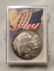 American Buffalo 1 oz Silver Round, Patriotic Arm with Flag Snaplock Holder