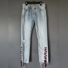 Pilcro And The Letterpress Women's 25 Slim Straight Red Velvet Lace Up Jeans