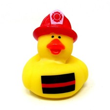 Fireman Thin Red Line Rubber Duck 2 inch Red Helmet Squirter 1st Responder Jeep