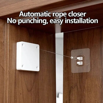 1pc Automatic Drawstring Door Closer Silent No-Drill Sliding Door Tool - NEW
