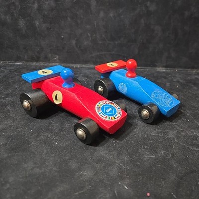 vintage 2 WOODEN RACE CAR 1960s Aral Sticker