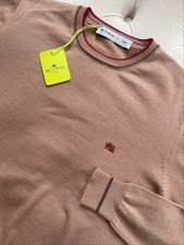 New Unisex ETRO Milano Pullover Lana Wool Knit Crew Neck Beige Sweater M size