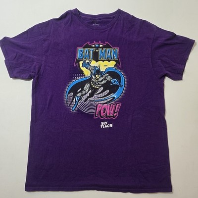 Vintage Six Flags DC Comics Batman Purple T-Shirt Size Large