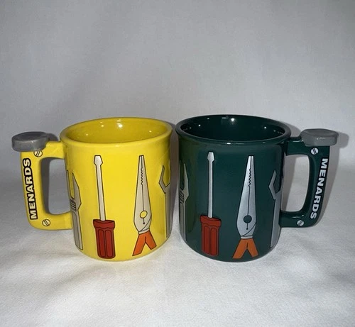 Menards Tool Coffee Mug Set of2, Wrench Handle (Green & Yellow)
