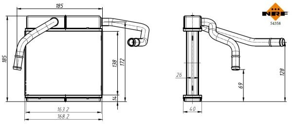 Fits NRF 54358 HEAT EXCHANGER, INTERIOR HEATING