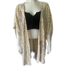 Panhandle NWOT Women's Embroidered Aztec BOHO Duster Kimono Style Cardigan L XL