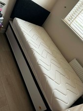 SINGLE DIVAN BED Base Sliding Doors Storage, Headboard, & Mattress 3ft X 6ft3  