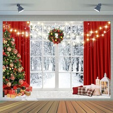 CYLYH 7x5ft Christmas Backdrop Window 7x5ft, Multicolor