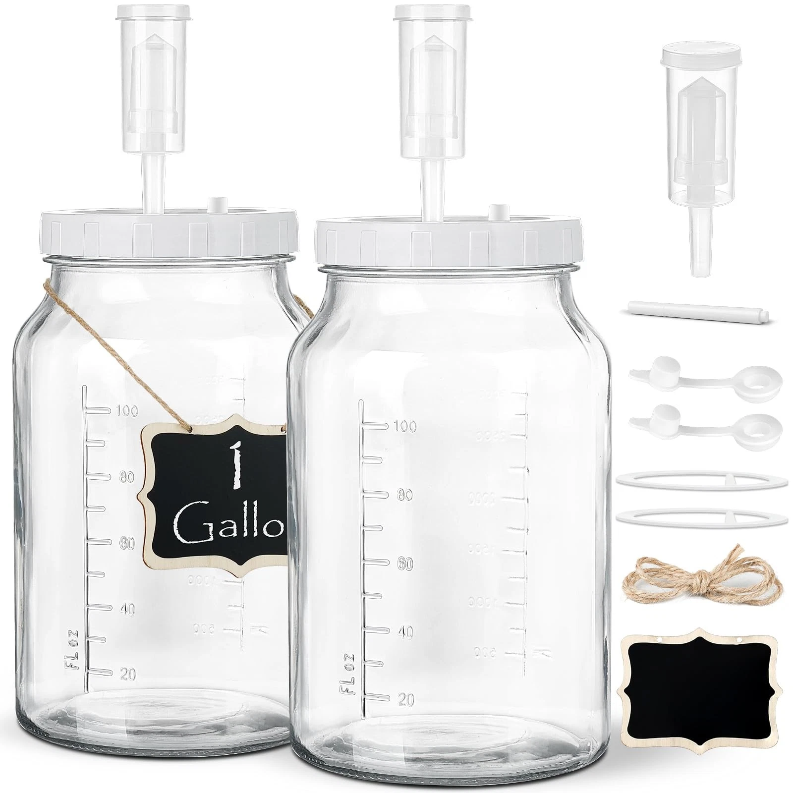 2 Pack 1 Gallon Glass Fermentation Jars w/ Airlocks & Screw Lids
Opens in a new window or tab