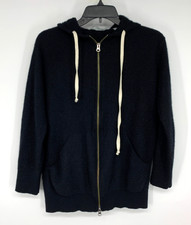 Vince 100 Cashmere Jacket Hoodie Womens Small Black Full Zip Front Pockets