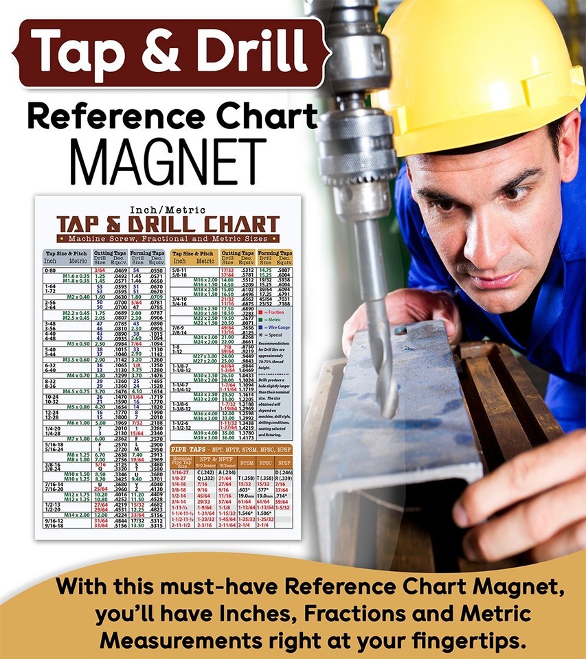 Magnetic Tap & Drill Size Chart 8.5x11 – Inch Metric Conversion Guide ...