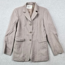 Benetton Made in Italy Womens Pinstripe Pure New Wool Blazer Taupe Size 44
