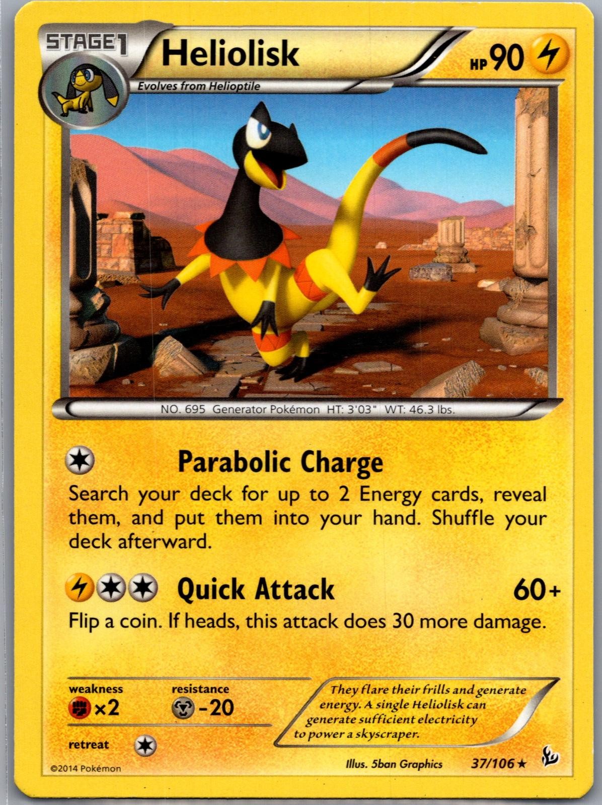 Heliolisk 37/106 Rare Flashfire Pokemon Lightly Played