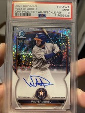 2023 Bowman Chrome Prospect Autographs Wilyer Abreu Speckle Refractor /299 PSA9