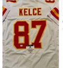 Travis Kelce Kansas City Chiefs Signed Football Jersey BAS COA & Pic Lot