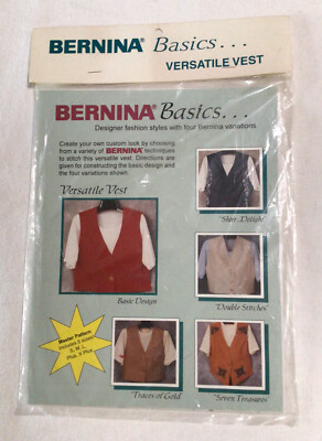 Bernina Basics Versatile Vest Master Pattern 5 Sizes S,M,L,Plus,XPlus NEW IN PKG