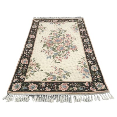 Vintage French Aubusson Style Area Rug Chain Stitch Wool Home Décor Carpet 3x5