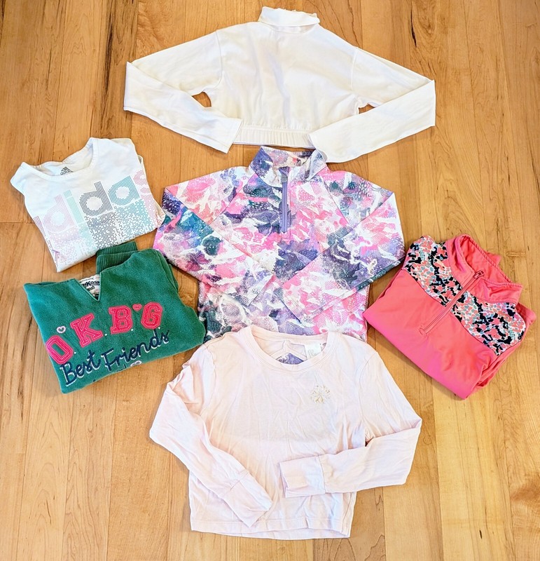 Lot 6 Girls Sporty Dance Adidas Kids Crop Shirts Tops Fall Winter Sweatshirts 6
