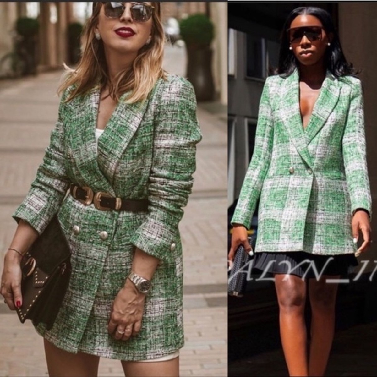 インゲボルグ カネコイサオ ツイード　ボタン　ジャケット L〜XL ロゴ　緑 b2701e1dfbfd68e0fcbbf6fff41018