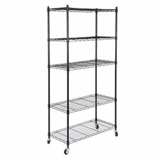 5 Tier Wire Shelves Rack Storage Unit Rolling with 4 Wheels Casters Large Space