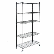 5 Tier Wire Shelves Rack Storage Unit Rolling with 4 Wheels Casters Large Space