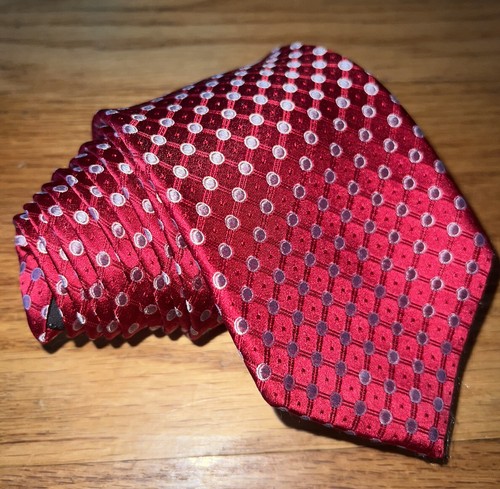 Kenneth Cole Reaction Mens Accessory Tie Red Polka Dot 100% Silk Necktie NWT - Picture 4 of 7