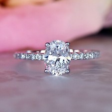 1.46Ct White Oval Cut CZ Engagement Wedding Ring Solid 925 Sterling Silver