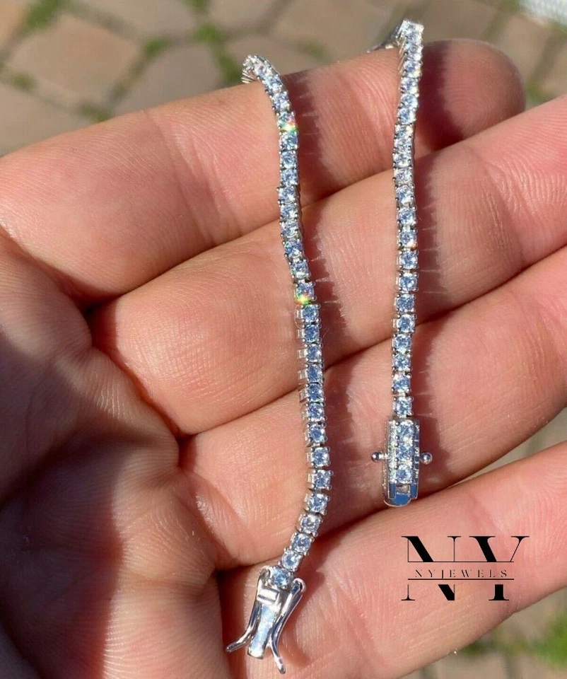 Brazalete de tenis de 7 pulgadas de largo sólido de oro blanco de 14 quilates corte redondo de 6 quilates para mujer Foto 3 de 4