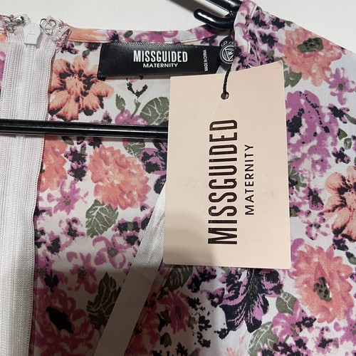 Missguided Dress Womens 4 Maternity Pink Floral Smocked Maxi Ruffle Detail - Picture 4 of 8