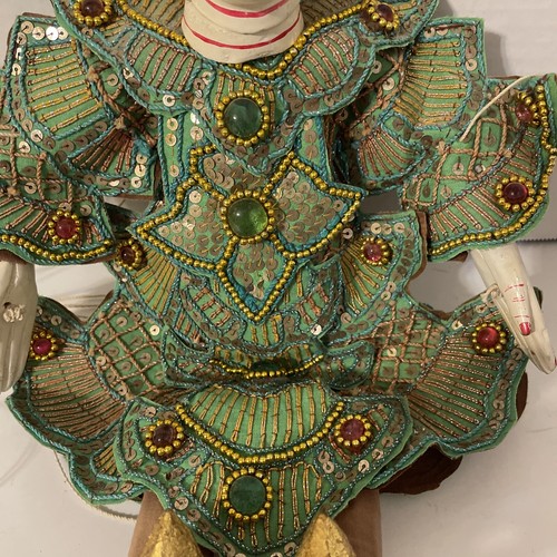 Oriental Puppet marionette wooden painted face traditional string 14” Vintage - Picture 3 of 12
