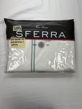 Sferra Grande Hotel Cotton Percale F/Q Duvet White/Aqua preowned w/defects