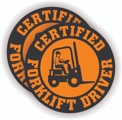 pair - Certified Forklift Driver Hard Hat Stickers Funny Decals Operator Truck