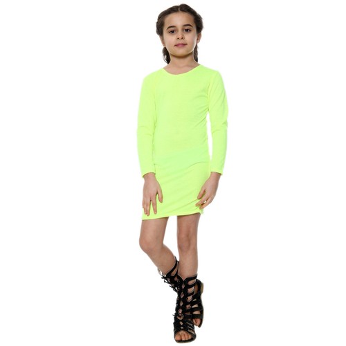 Mädchen Bodycon Midi Kleid Langarm Kinder Stretch Outfit Mode Party - Bild 40 von 42