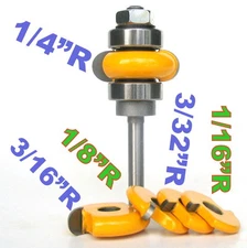 1PC 1/4" SH 1/4" radius Flute  Assembly Router Bit & 4 Cutters  Set sct-888